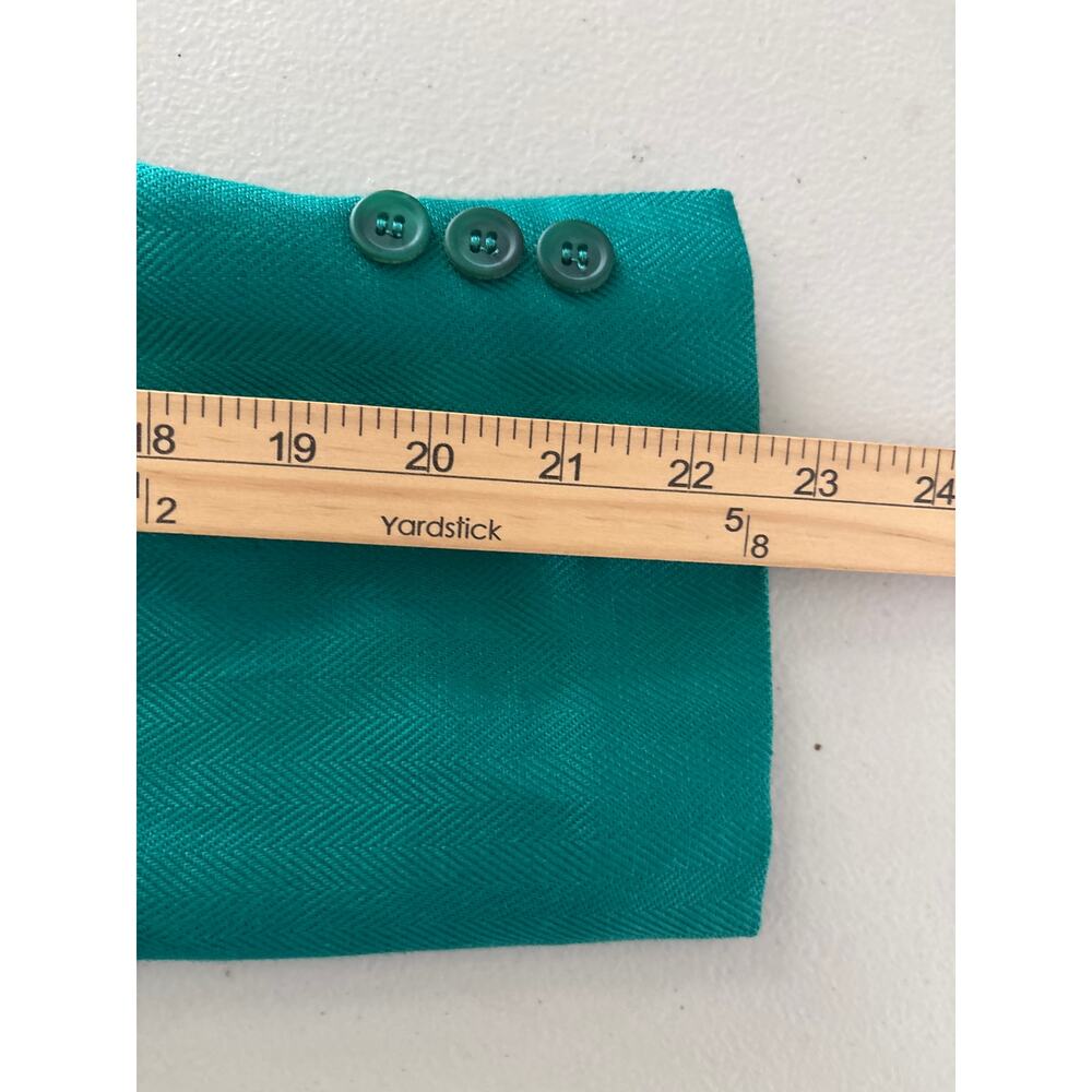 Jos A Bank Blazer Jacket Made in USA Women's Size 16 Green Linen Blend Pockets - Picture 8 of 13